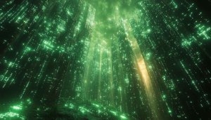 Green Matrix City Wallpaper, Futuristic, Cyberpunk Cityscape, Digital Art