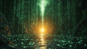 Matrix Wallpaper: Green Code Waterfall Digital Art 4k Wallpaper