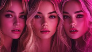 Blonde Woman Portrait Wallpaper, Female Model, Pink Theme, Stylish