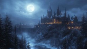 Hogwarts Castle Night Wallpaper - Magical Fantasy Scenery