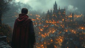 Medieval City Wallpaper, Fantasy Castle, Cinematic, Rainy Night Aesthetic