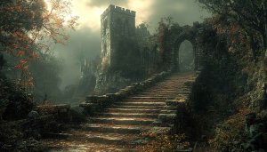 Medieval Castle Wallpaper, Fantasy Landscape Wallpaper, Stone Structure Wallpaper
