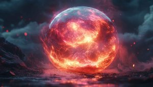 Fiery Planet Wallpaper, Abstract Space Background, Universe Art, 4K
