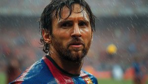 Lionel Messi Wallpaper: Barcelona Football Star in Rain HD