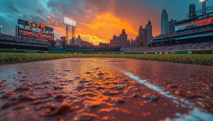 Baseball Stadium Wallpaper, Sunset Cityscape, Sports Wallpaper, 4k Wallpaper