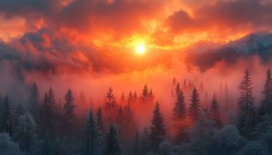 Epic Sunset Forest Wallpaper: Nature Scenery for Desktop & Mobile