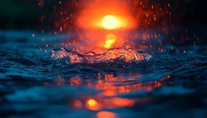Sunset Water Splash Wallpaper, Ocean Wave, 4k Wallpaper
