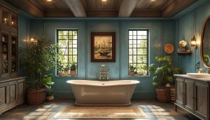 Rustic Bathroom Wallpaper: 4K, for Desktop, for Laptop Background