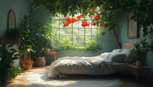 Botanical Bedroom Wallpaper: Aesthetic Room Decor with Plants and Flowers