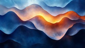 Blue and Orange Abstract Waves 4K Wallpaper for Desktop