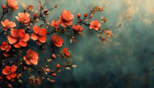 Floral Wallpaper: Stunning Oil Painting with Orange Flowers for Desktop