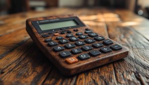 Calculator Wallpaper: Aesthetic Office, Finance Wallpaper, Wood Grain Design