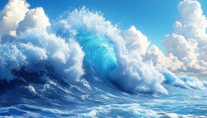 Ocean Wave Wallpaper: 4k Sea Scenery, Cloudscape Art