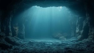 Underwater Cave Wallpaper: Ocean Scene, 4K, Desktop, Phone
