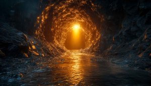 Cave Wallpaper: Golden Light Landscape 4k Wallpaper For Desktop