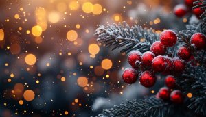 Christmas Wallpaper: Winter Berry Tree Background for Festive Season