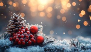 Festive Christmas Wallpaper: Pine Cones, Berries, Baubles for Desktop