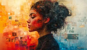 Abstract Portrait Wallpaper: Artistic Female Profile for Desktop Backgrounds