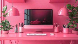 Pink Aesthetic Wallpaper: Desk Setup, Office Decor, Desktop Backgrounds