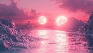 Pink Moon Wallpaper - Aesthetic Scenery Wallpaper for Desktop, Laptop