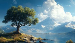 Lake and Mountain Nature Scenery Wallpaper for Desktop and Laptop