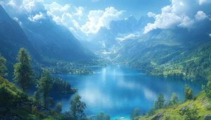 Mountain Lake Wallpaper: Scenic Alps Landscape for Desktop Background