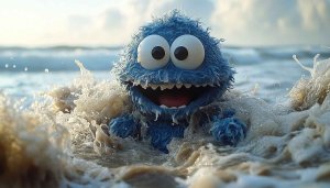 Cookie Monster Wallpaper: Sesame Street, Ocean Theme, 4K resolution
