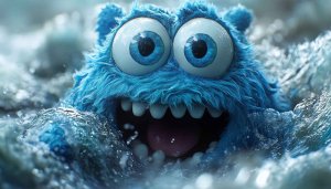 Cute Monster Wallpaper: Furry Blue Creature Background for Desktop & Mobile
