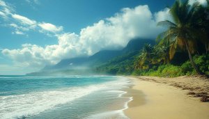 Tropical Beach Wallpaper, Ocean Landscape, Palm Tree Scenery, HD