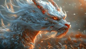 Fabulous White Dragon Wallpaper: Mythical Beast Digital Art