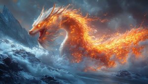 Fiery Dragon Wallpaper: Mythical Creature Fantasy Art for Desktop