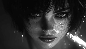 Monochrome Girl Portrait Wallpaper, Emotional Woman Crying, Female Eyes