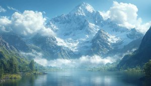 Snow Mountain Lake Scenery Wallpaper for Desktop and Mobile