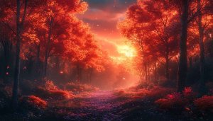 Autumn Forest Wallpaper, Fall Foliage Scenery, Red Tree 4K Wallpaper