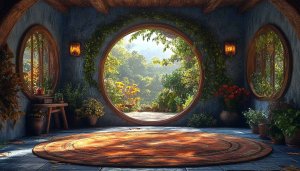 Hobbit Hole Wallpaper, Nature View, Fantasy Home Wallpaper, 4K