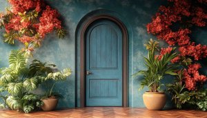 Blue Door Wallpaper: Aesthetic Home Decor, Interior Design 4K