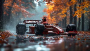 Formula 1 Car Wallpaper: Autumn Race Track Scenery 4K