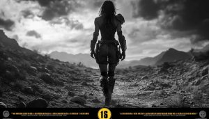 Sci-Fi Warrior Woman Wallpaper, Black and White Aesthetic Background