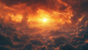 Fiery Sky Wallpaper, Sunset Cloudscape, Orange Cloud Wallpaper, 4k