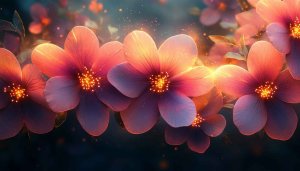 Glowing Flowers Wallpaper, Floral Art, Blossom, Flower Backgrounds, 4K