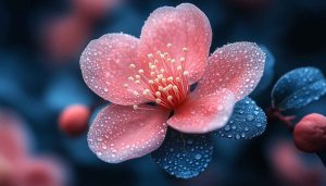 Pink Flower Wallpaper: Blossom Bloom with Water Droplets - 4K