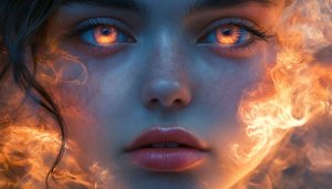 Fiery Eyes Wallpaper: Fantasy Art, Glowing Eyes, Unique Wallpaper