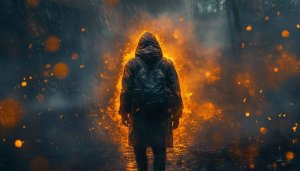 Mysterious Man in Rain Fantasy Wallpaper for Phone and Desktop
