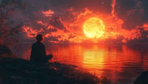 Sunset Wallpaper: Meditative Seascape, 4K, Desktop, Laptop, Mobile