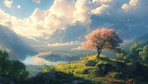 Mountain Landscape Wallpaper: Nature, Tree, Lake, 4K, Desktop Background