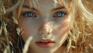 Blue Eyes Woman Wallpaper, Blonde Hair Beauty Portrait Backgrounds
