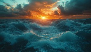 Ocean Sunset Wallpaper: Waves, Nature, 4K, Desktop Backgrounds