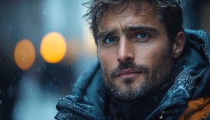Man in Snowfall Wallpaper, Winter 4K Wallpaper for Desktop