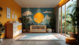 Baby Room Wallpaper, Nature Scenery Mural, Nursery Decor Ideas