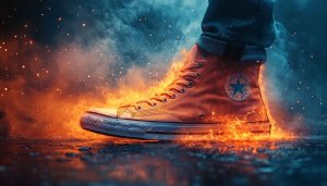Fiery Converse Sneakers Wallpaper 4K, Hype Shoes Wallpaper